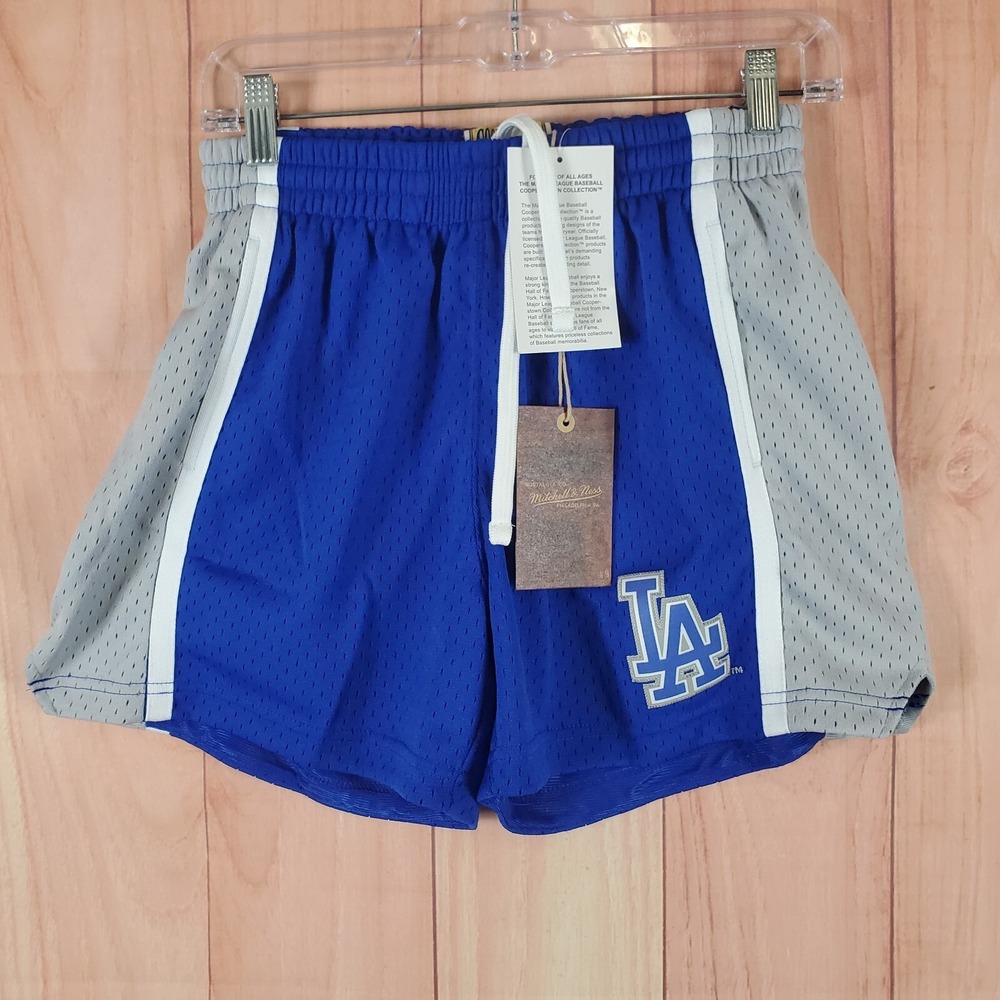 Mitchell & Ness Womens Jump Shot Shorts Small Blue Gray Los Angeles Dodgers